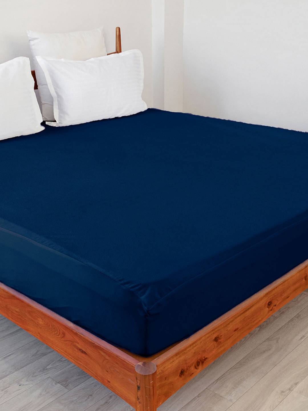 

HOMEMONDE Navy Blue Terry Water Resistant Queen Size Mattress Protector