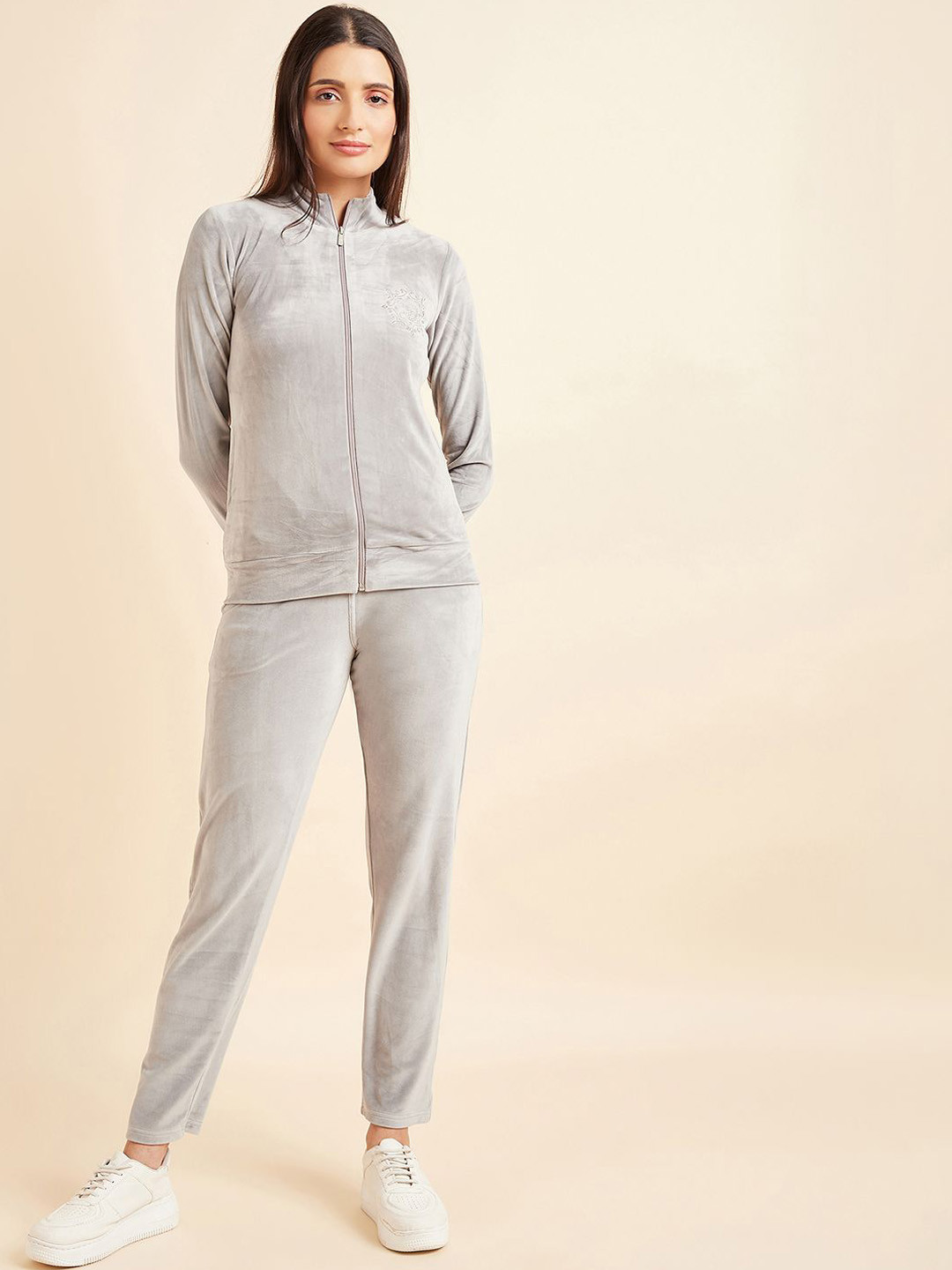 

Sweet Dreams Women Long Sleeves Full Zipper Tracksuits, Grey