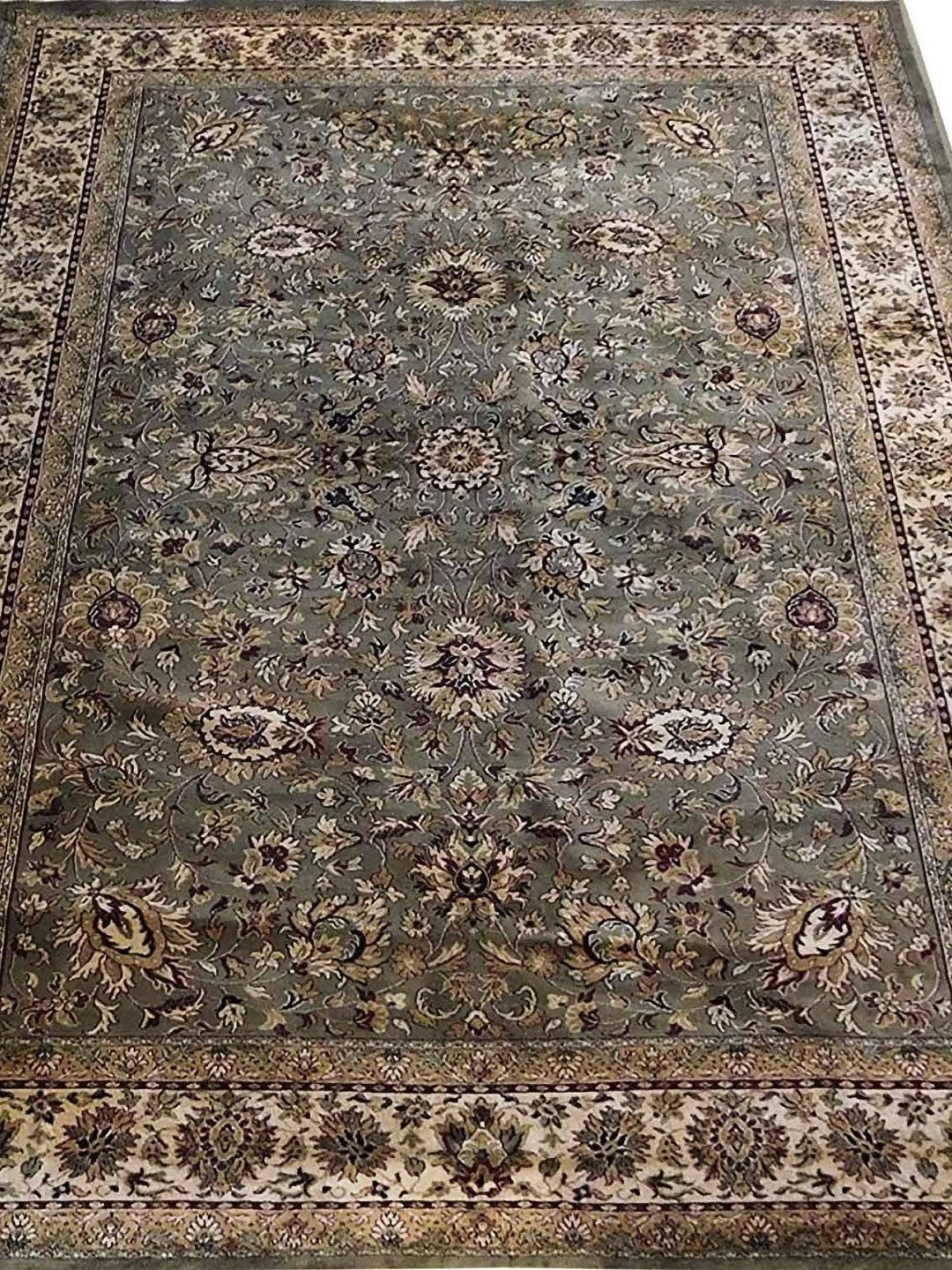 

IMRA CARPET Green & Maroon Floral Anti-Skid Carpet