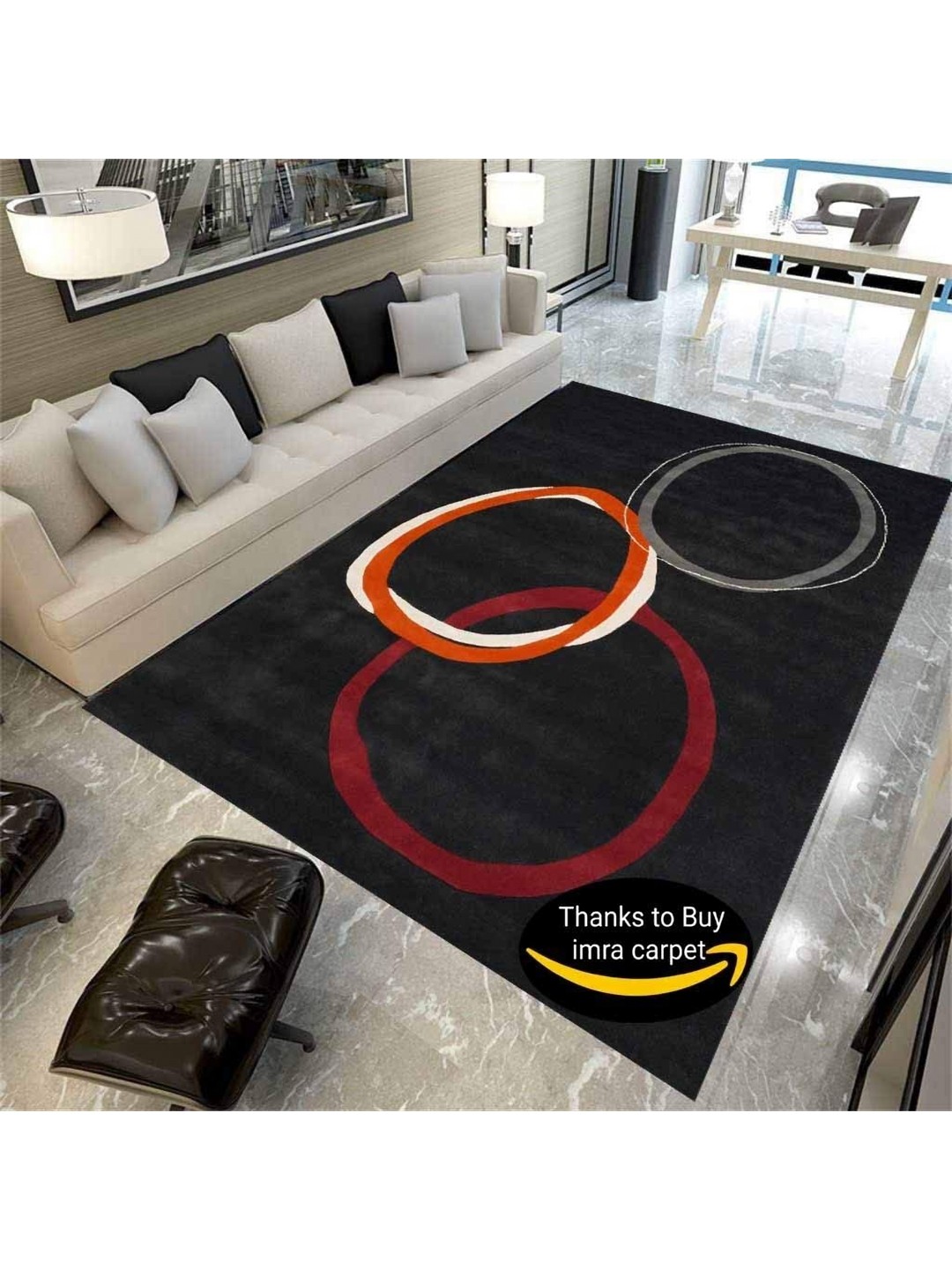 

IMRA CARPET Black & Red Geometric Hand-Tufted Woollen Carpet