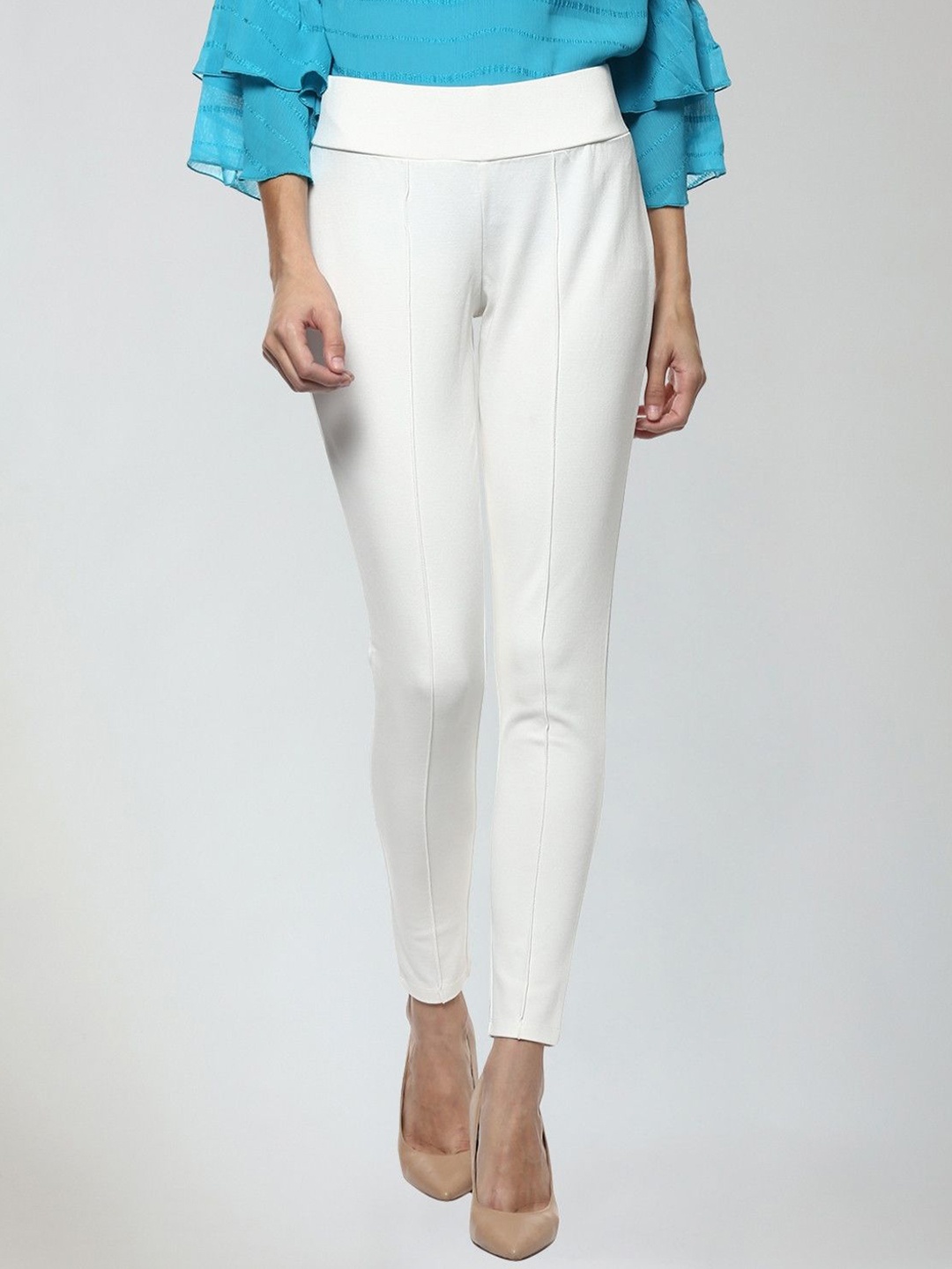 

Moda Elementi Women Slim Fit High-Rise Trousers, White