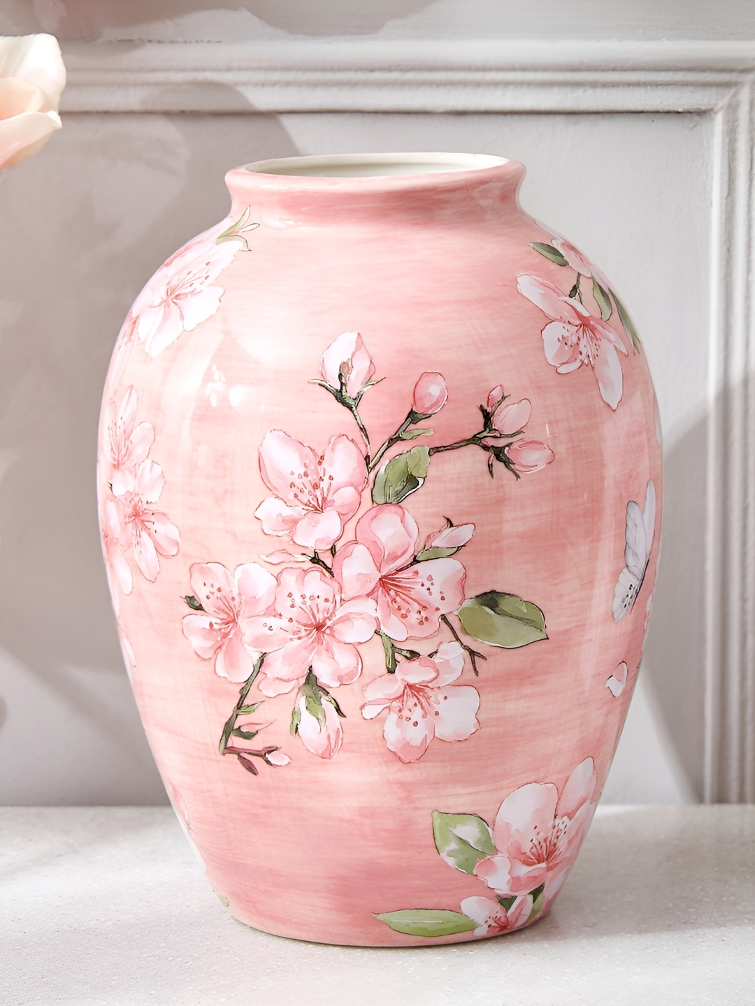 

Home Centre Splendid Senorita Pink & Green Floral Printed Ceramic Flower Vase
