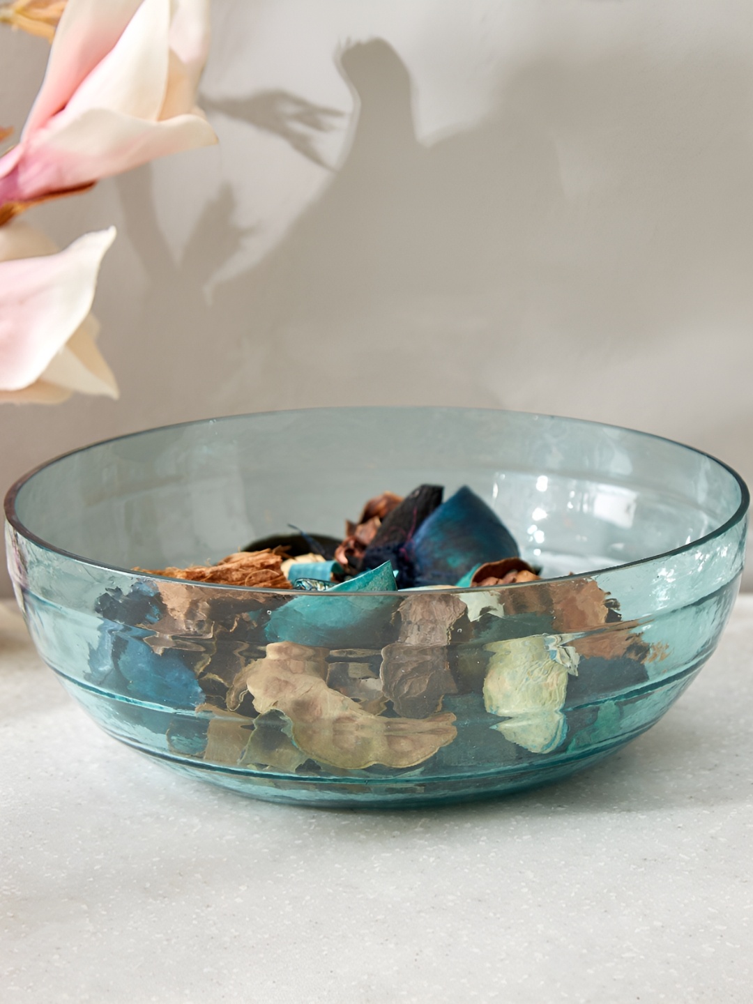 

Home Centre Splendid Blue Glass Textured Decorative Bowl