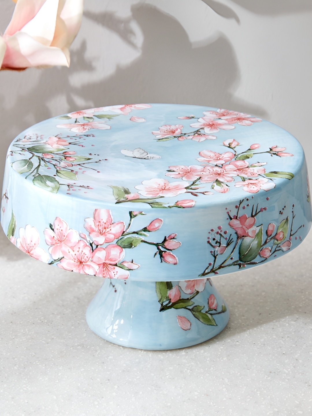 

Home Centre Splendid Senorita Sakura Blue Floral Printed Ceramic Decorative Cake Stand