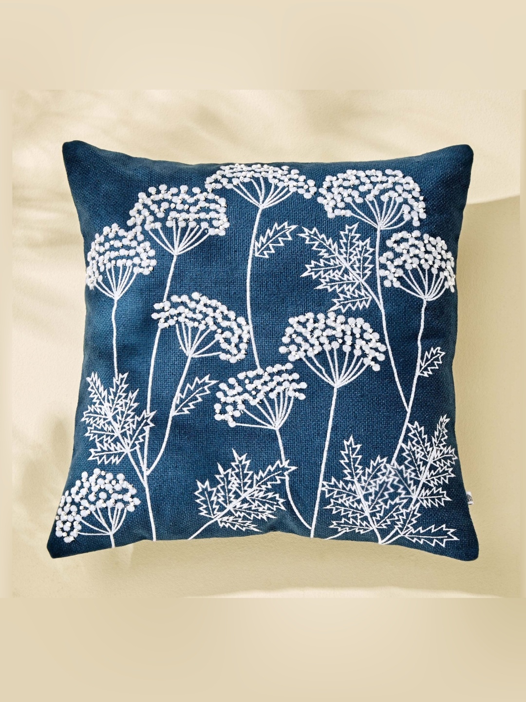

Home Centre Poetry Blue & White Floral Embroidered Cotton Square Cushion Covers