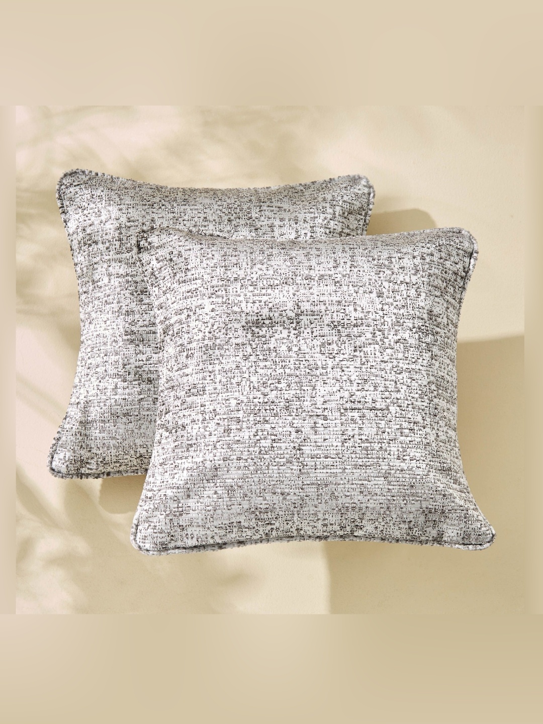 

Home Centre Corsica Grey & White 2 Pieces Abstract Textured Square Cushion Covers