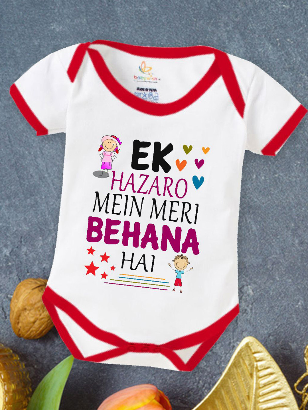 

Babywish Infants Printed Cotton Romper, Red