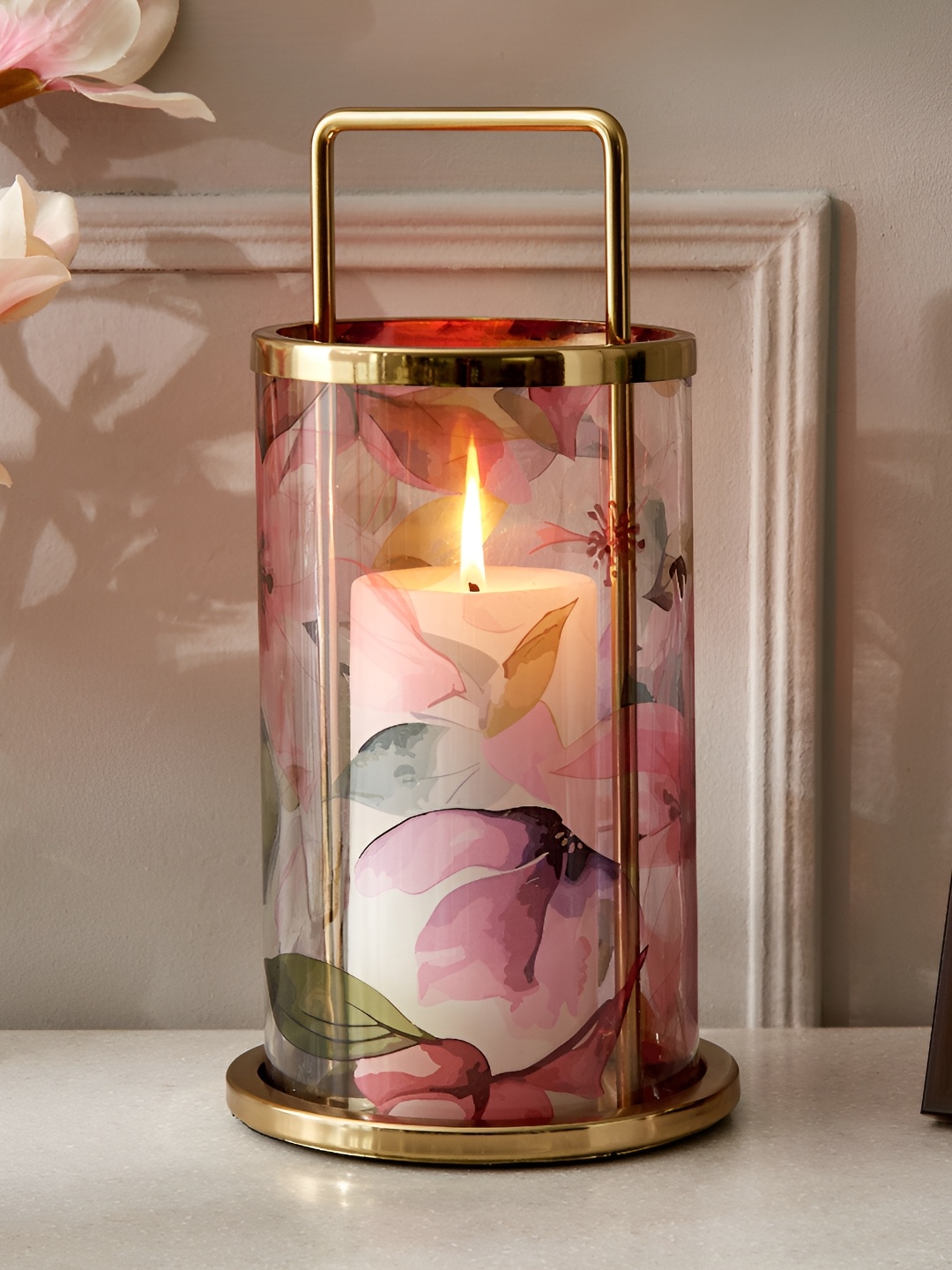 

Home Centre Gold-Toned & Purple Splendid Senorita Saige Floral Printed Glass Candle Holder