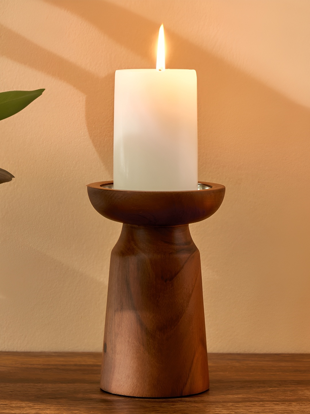 

Home Centre Selena Accord Brown Bamboo Wooden Candle Holder