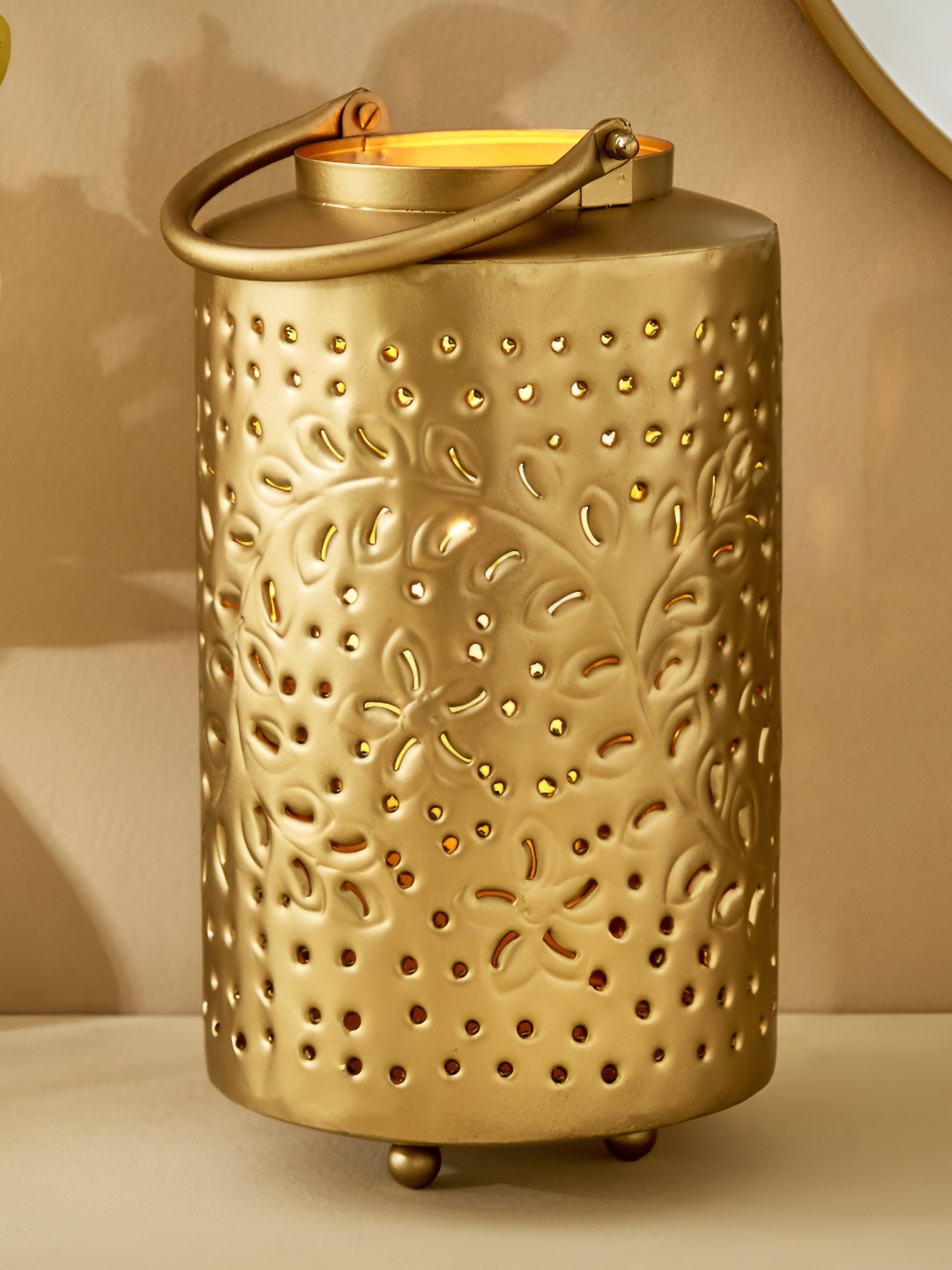 

Home Centre Gold-Toned Hurricane Candle Holder