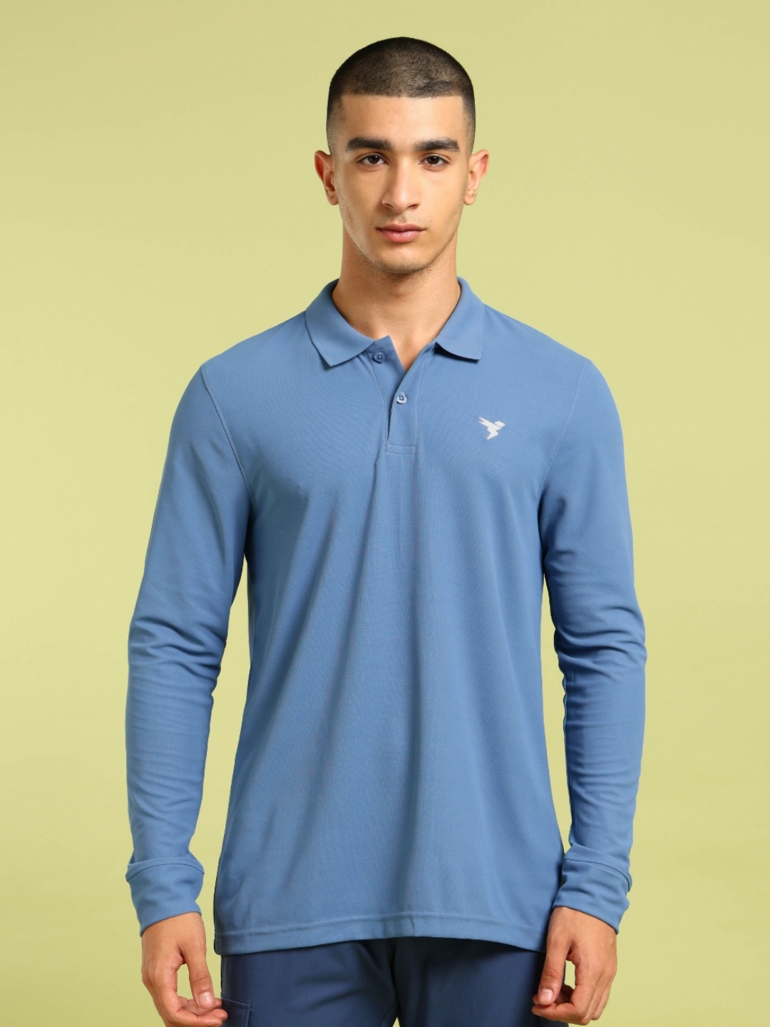 

Technosport Men UPF50 Solid Polo Collar Polyester Slim Fit Tshirt, Blue