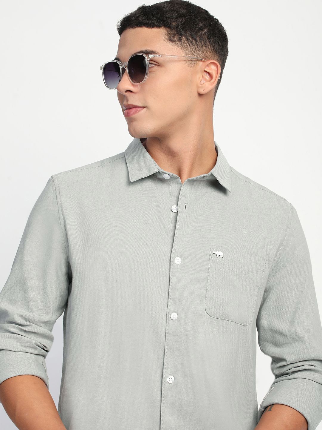 

THE BEAR HOUSE Men Slim Fit Opaque Solid Casual Shirt, Grey