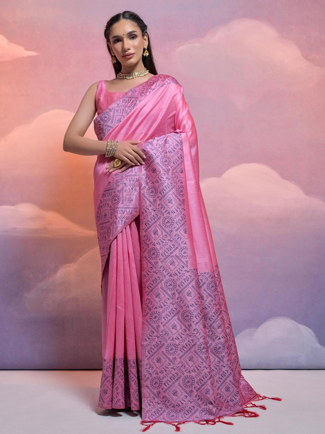 

Panzora Silk Blend Saree, Peach