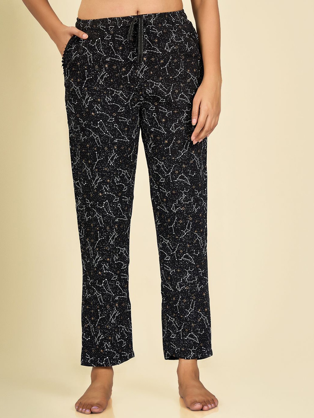 

MAYSIXTY Women Printed Pyjama Lounge Pants, Black