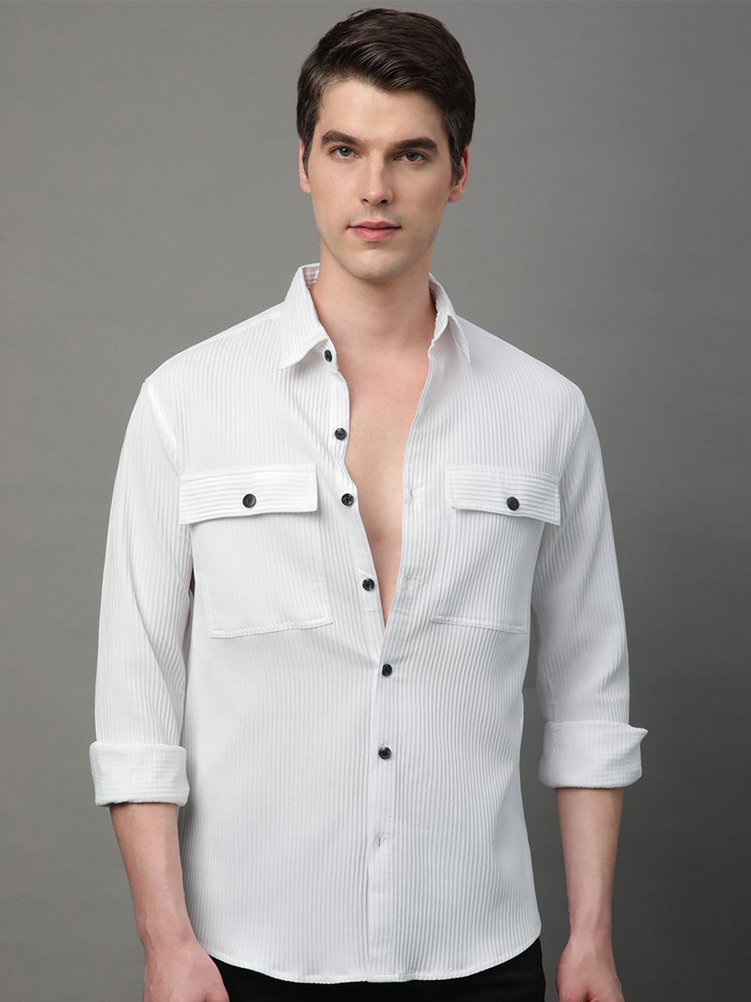 

Voroxy Men Relaxed Opaque Casual Shirt, White