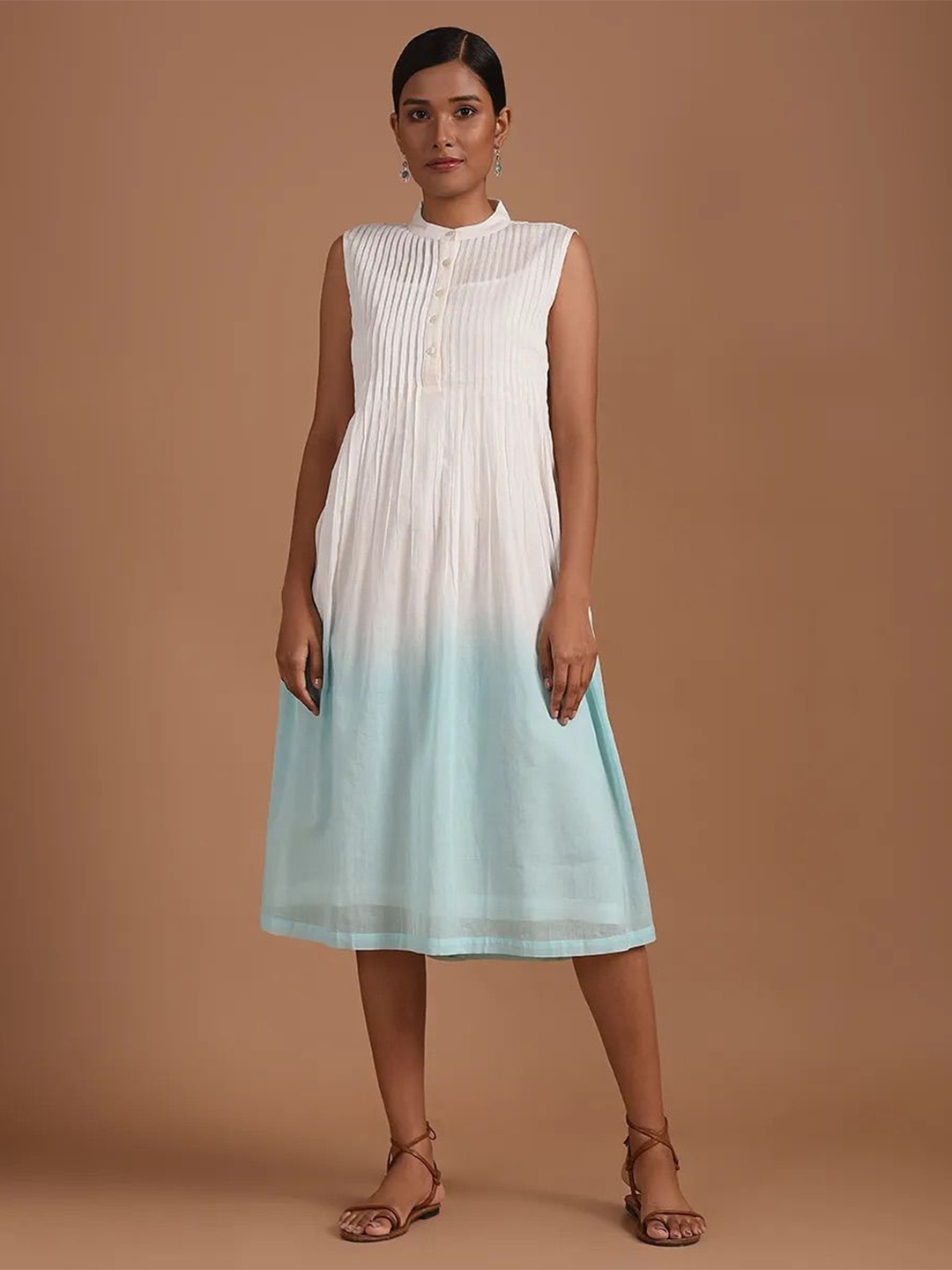 

SMRITI GUPTA Cotton Dyed Sleeveless Dress, Off white