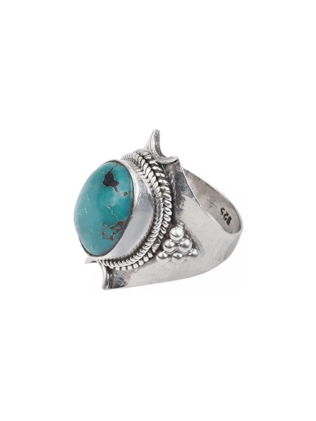 

Exotic India Fine Turquoise Gemstone Sterling Silver Ring