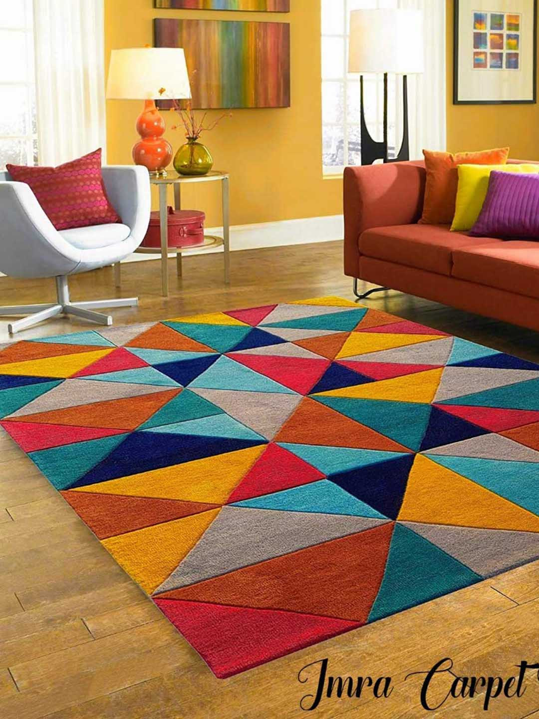 

IMRA CARPET Red & Grey Geometric Anti-Skid Carpet