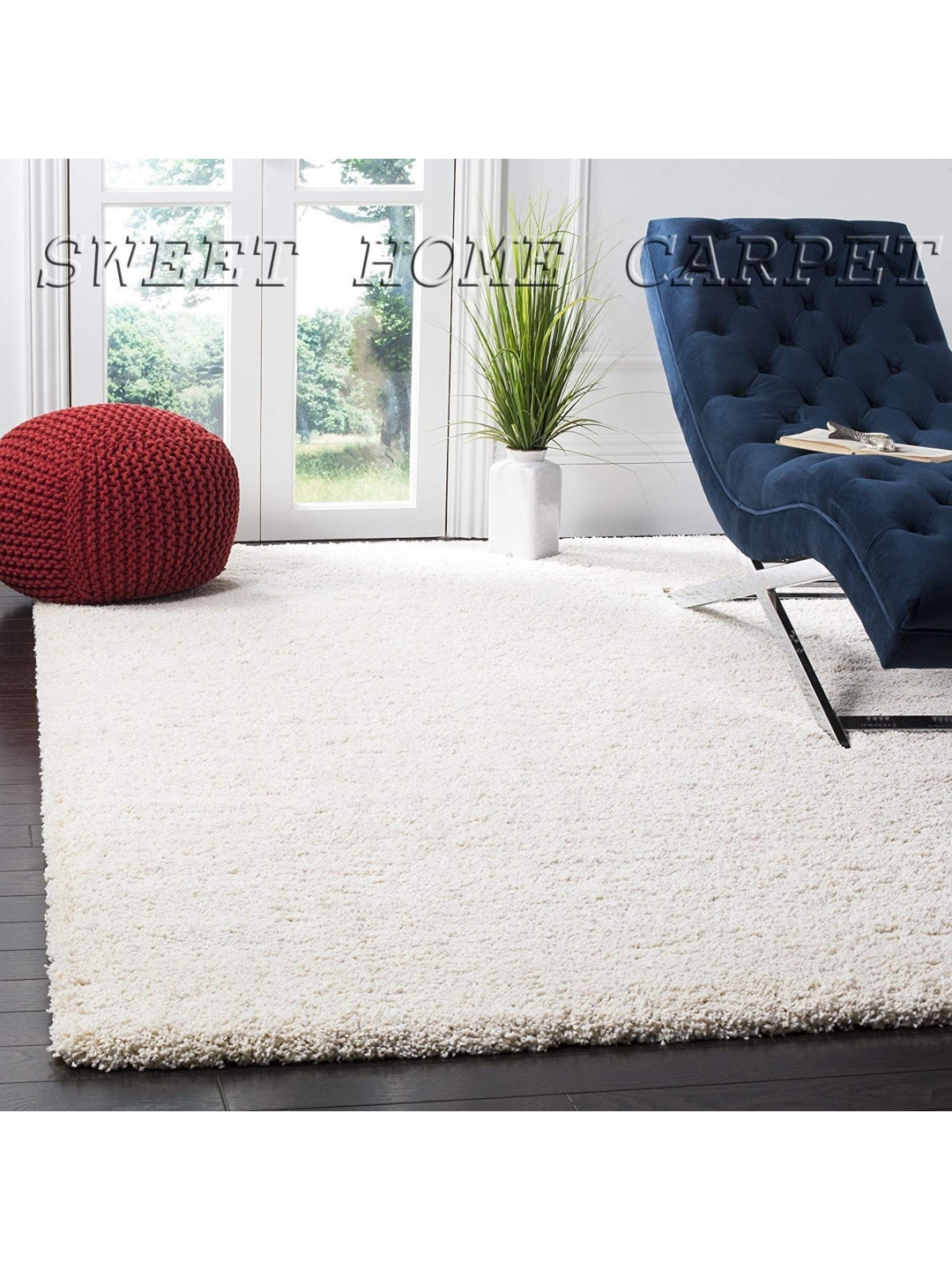 

IMRA CARPET White Rectangular Shaggy Carpet