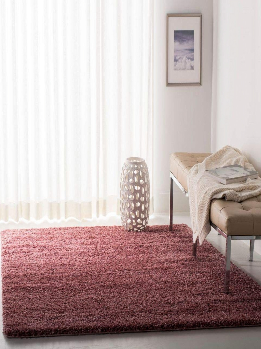 

IMRA CARPET Rose Woollen Shaggy Rectangle Carpet