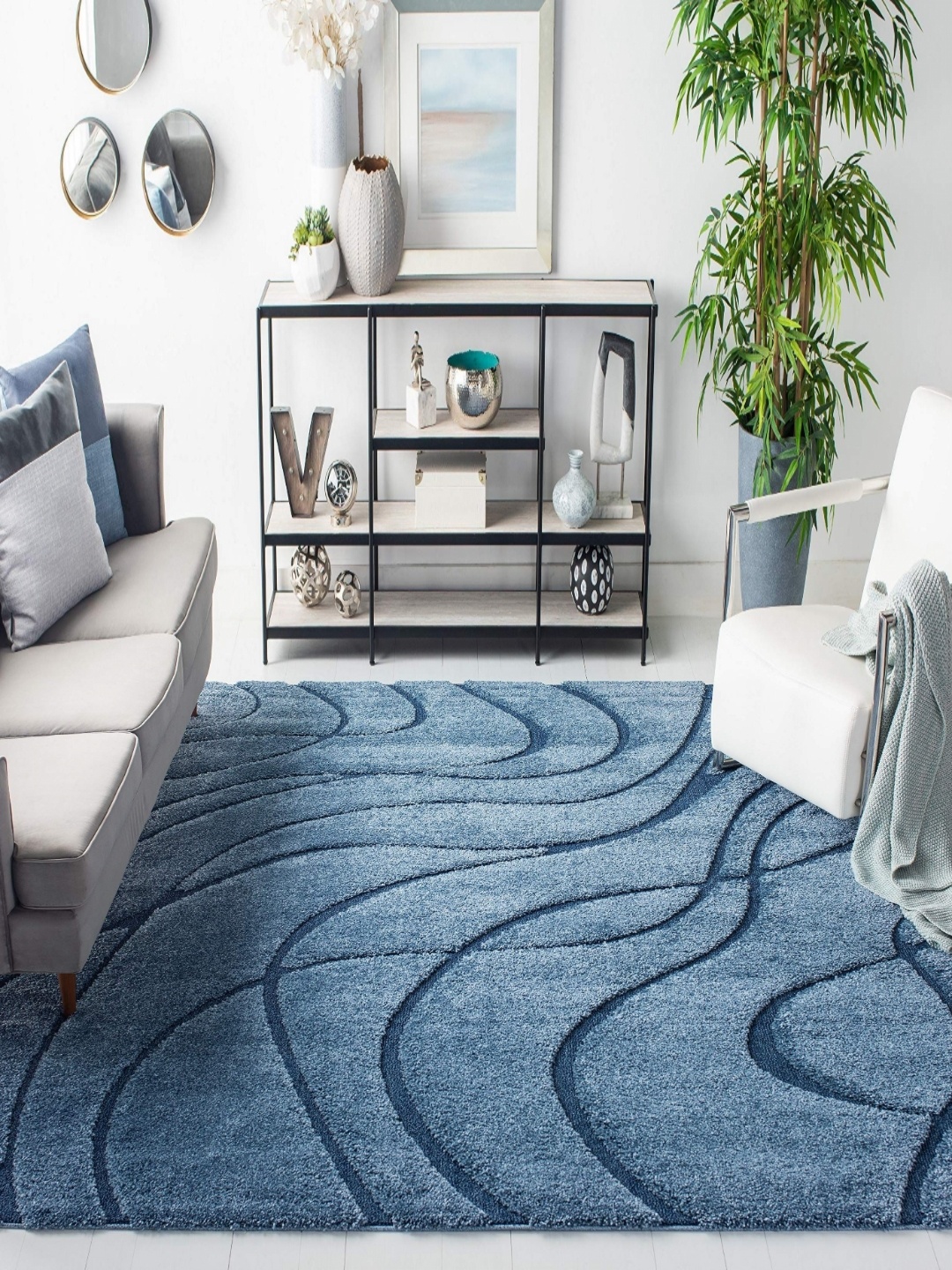

IMRA CARPET Blue Hand-Tufted Shaggy Carpet