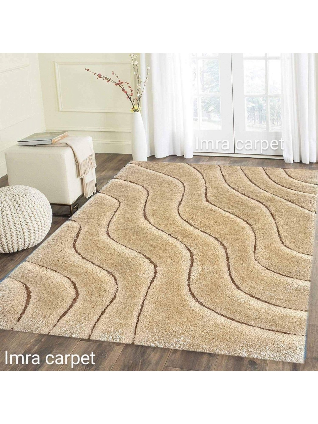 

IMRA CARPET Beige Abstract Shaggy Rectangle Carpet