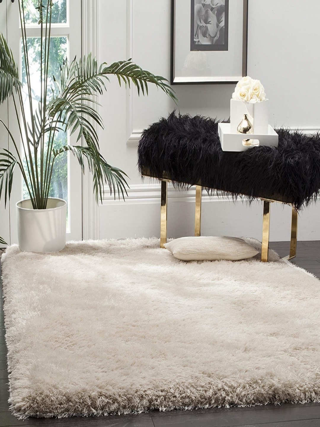 

IMRA CARPET Grey Shaggy Rectangular Carpet