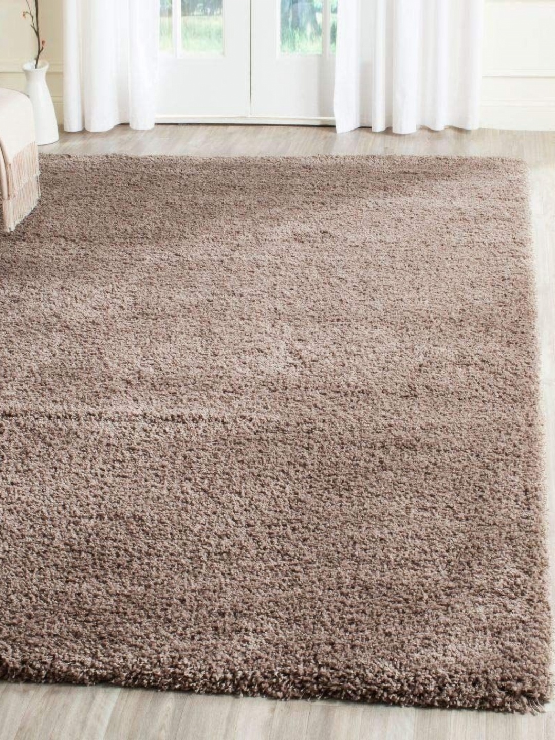 

IMRA CARPET Beige Shaggy Rectangle Hand-Tufted Woollen Carpet