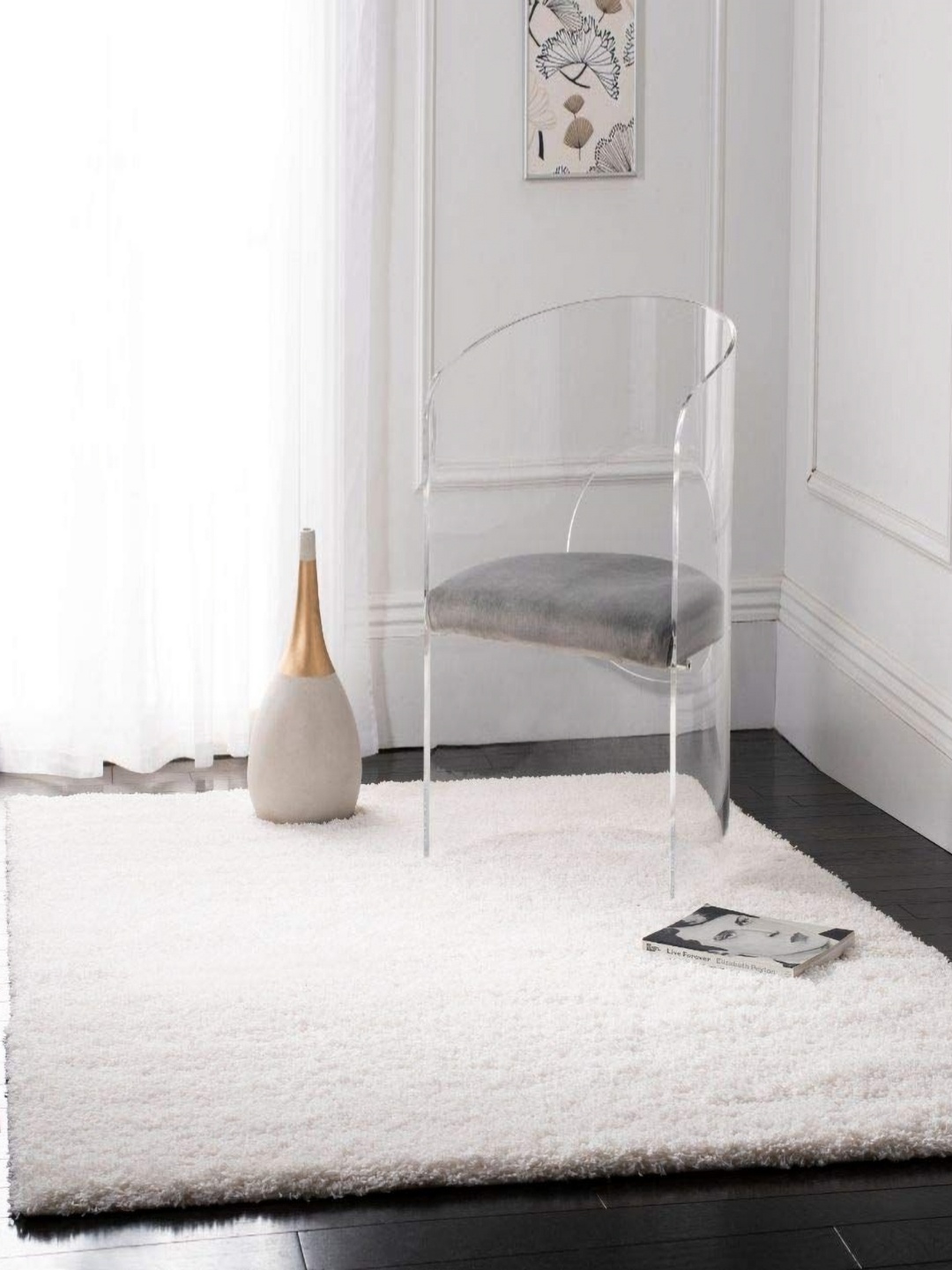 

IMRA CARPET White Woollen Shaggy Carpet