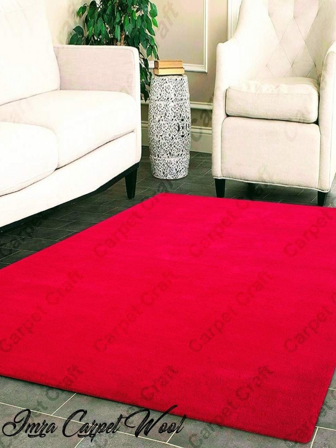 

IMRA CARPET Red Rectangular Woollen Carpet