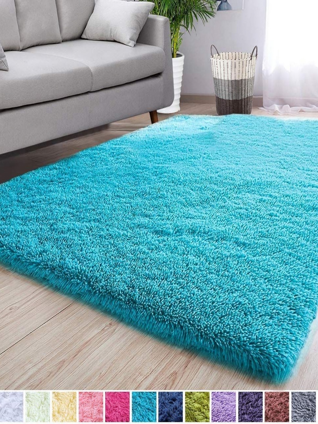 

IMRA CARPET Turquoise Blue Anti-Skid Woollen Carpet