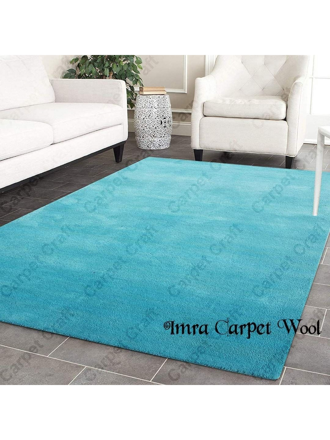 

IMRA CARPET Blue Rectangular Shaggy Carpet