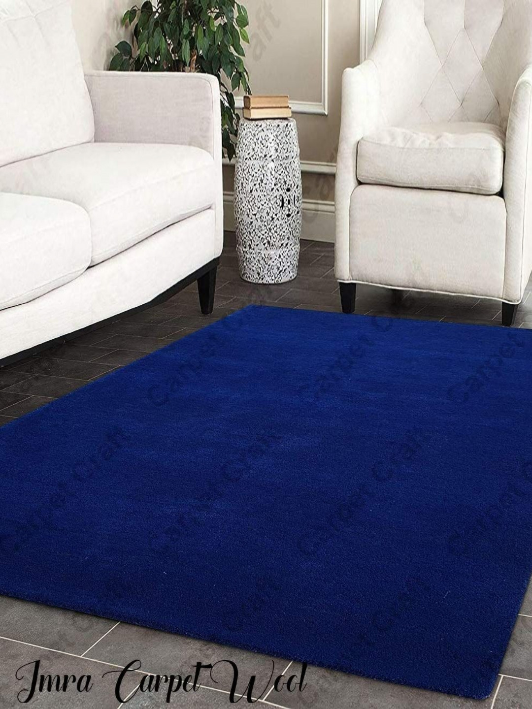 

IMRA CARPET Blue Shaggy Rectangle Anti-Skid Carpet