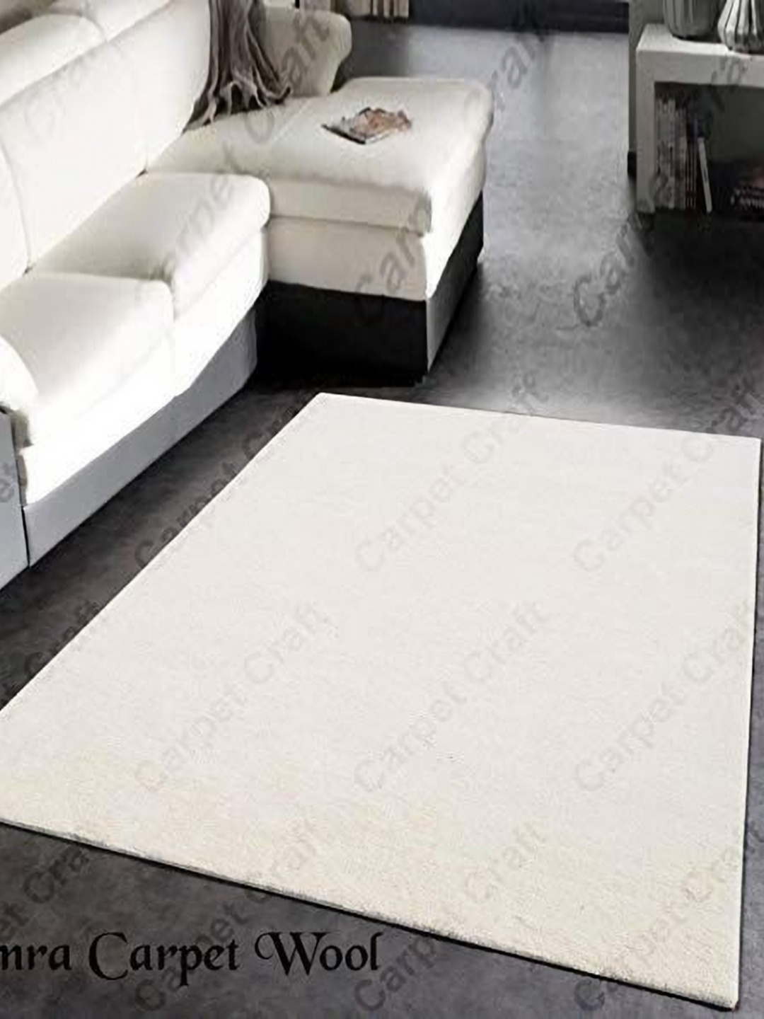 

IMRA CARPET Off White Woollen Shaggy Carpet