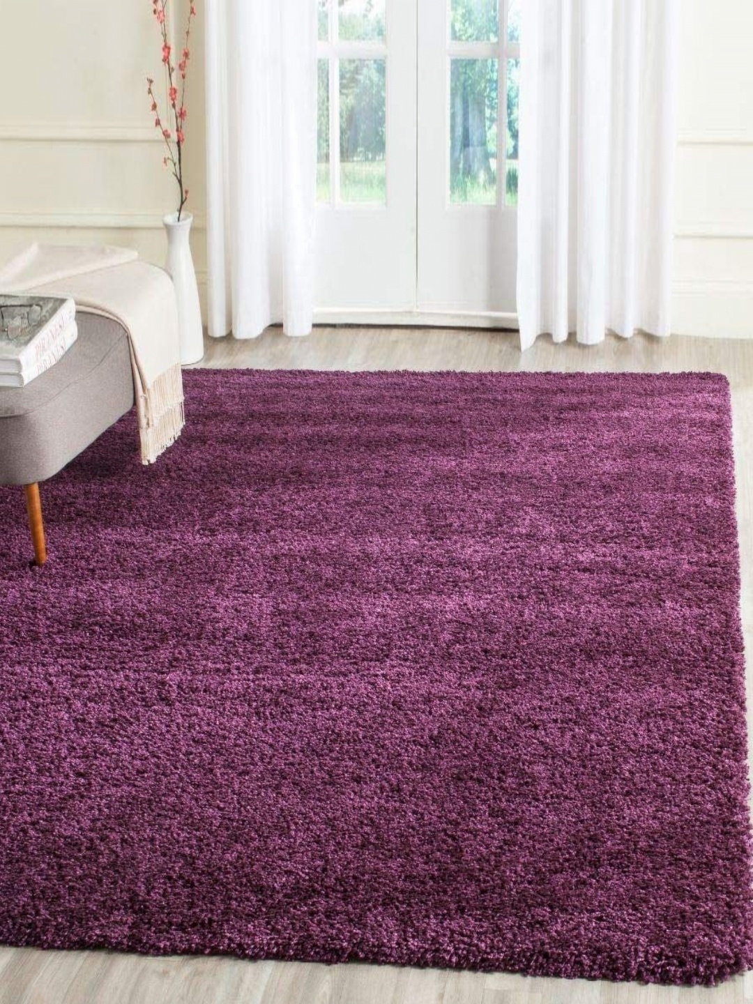 

IMRA CARPET Purple Rectangular Shaggy Carpet