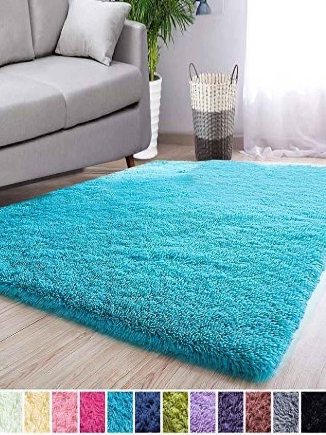 

IMRA CARPET Turquoise Blue Shaggy Woollen Carpet