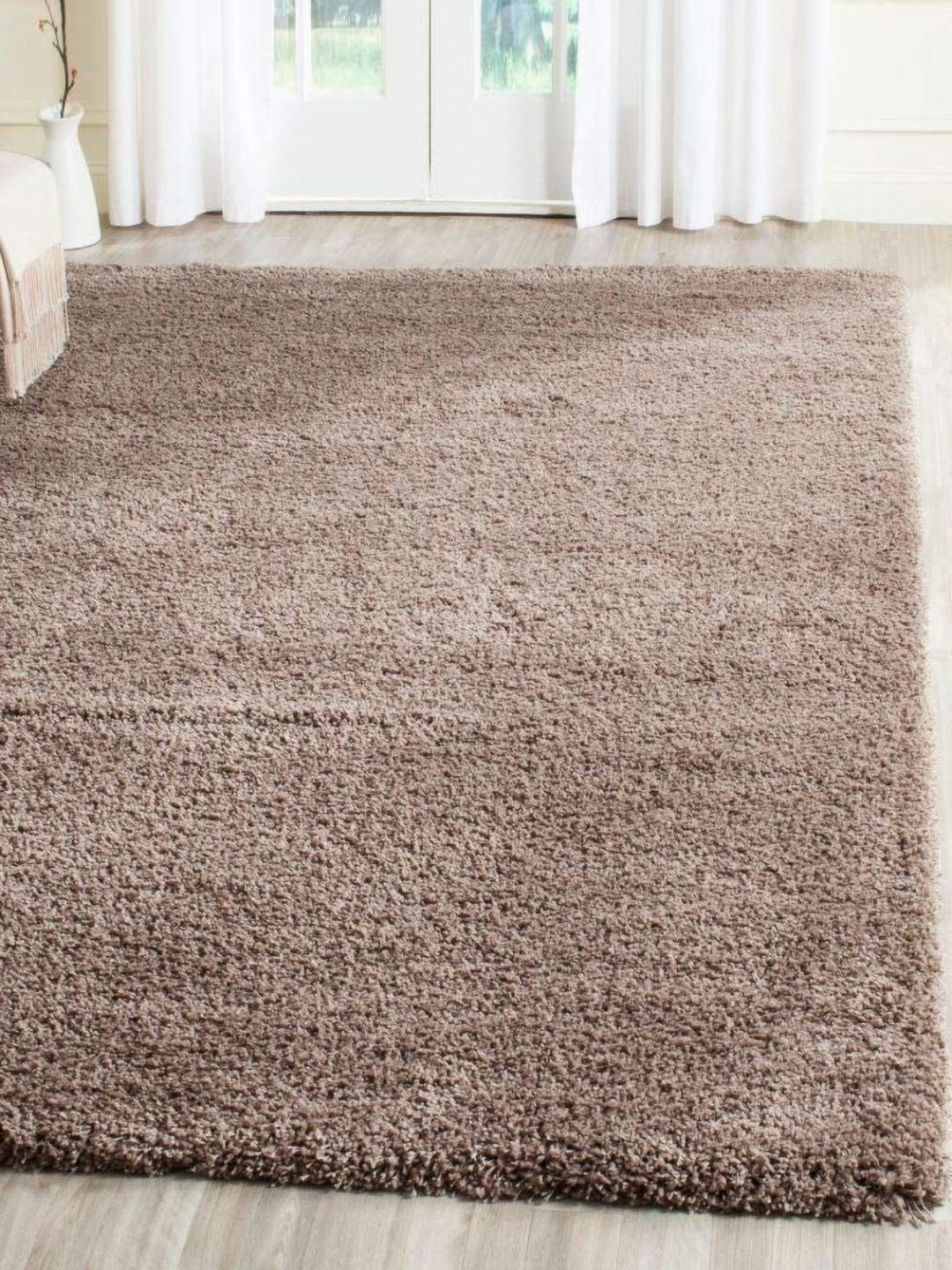 

IMRA CARPET Beige Woollen Rectangular Shaggy Carpet