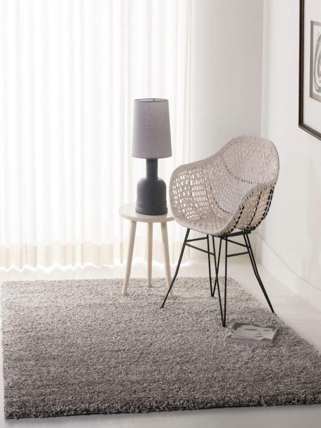 

IMRA CARPET Silver-Toned Woollen Shaggy Carpet