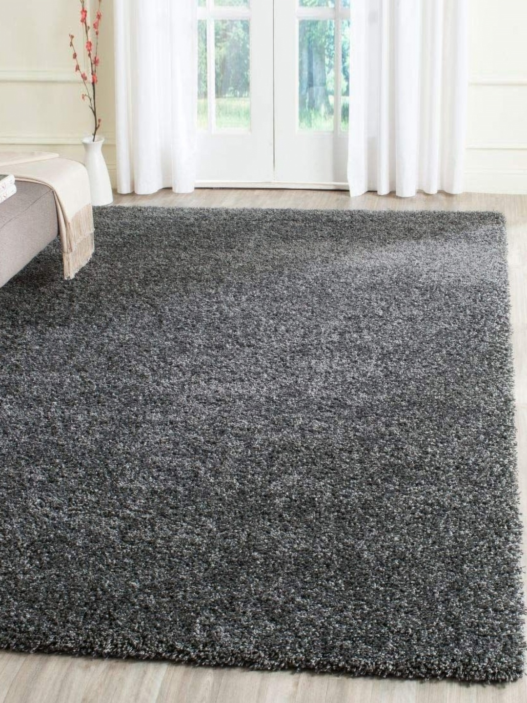 

IMRA CARPET Grey Anti-Skid Square Woollen Carpet