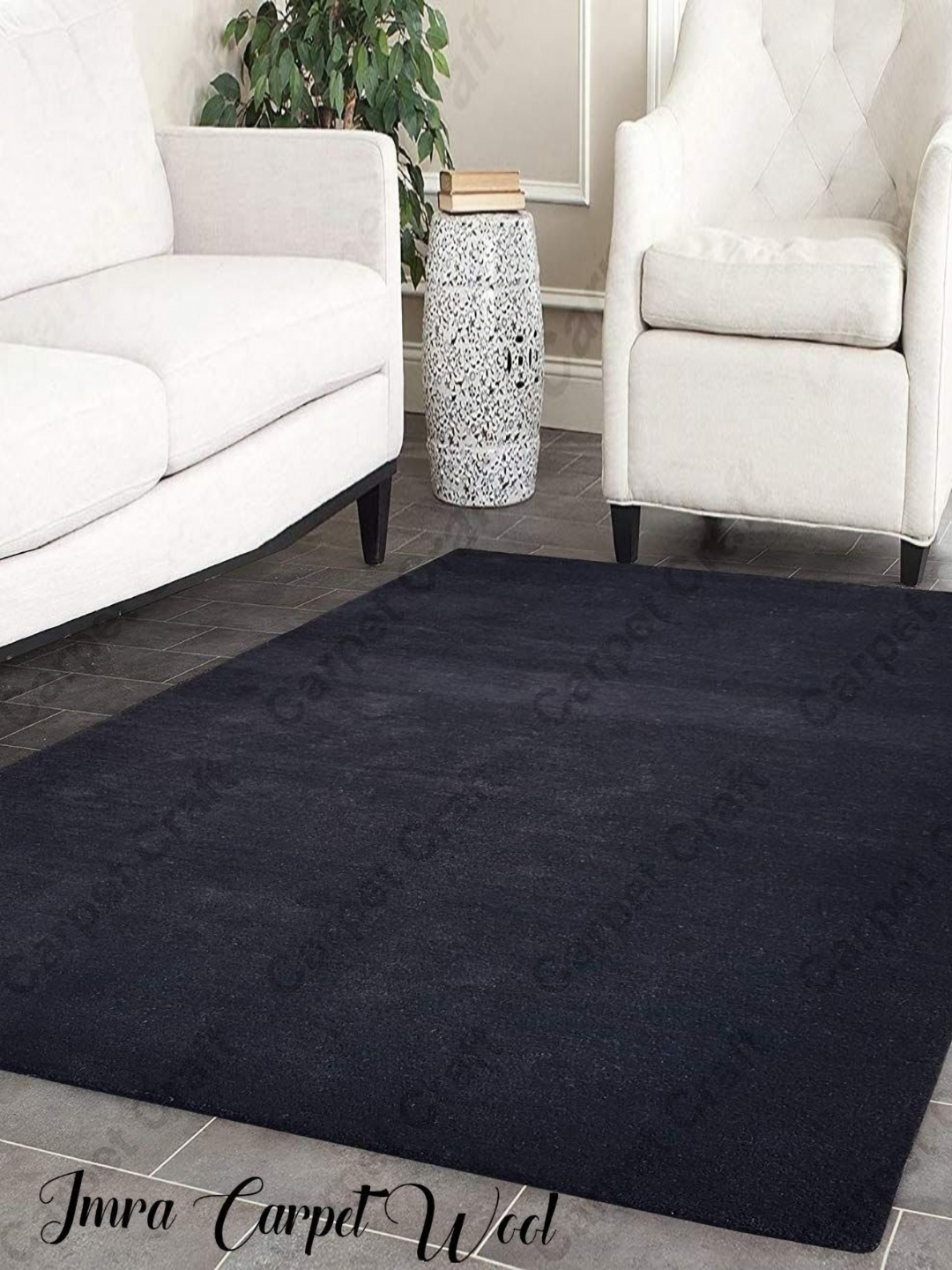 

IMRA CARPET Black Textured Shaggy Carpet