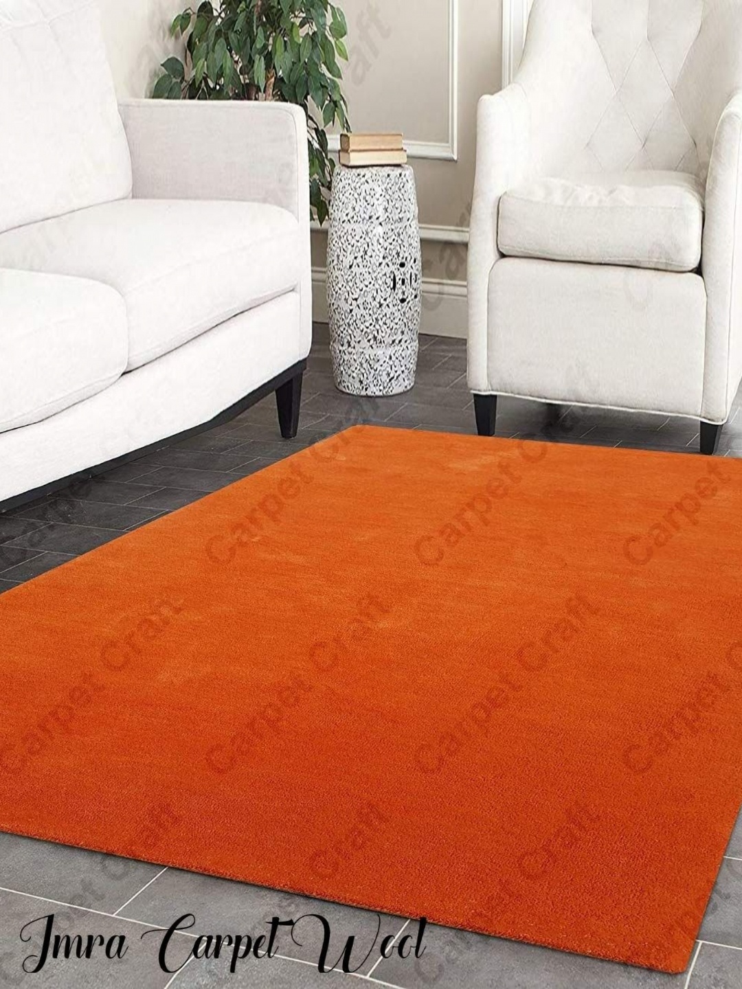 

IMRA CARPET Orange Woollen Shaggy Rectangle Carpet