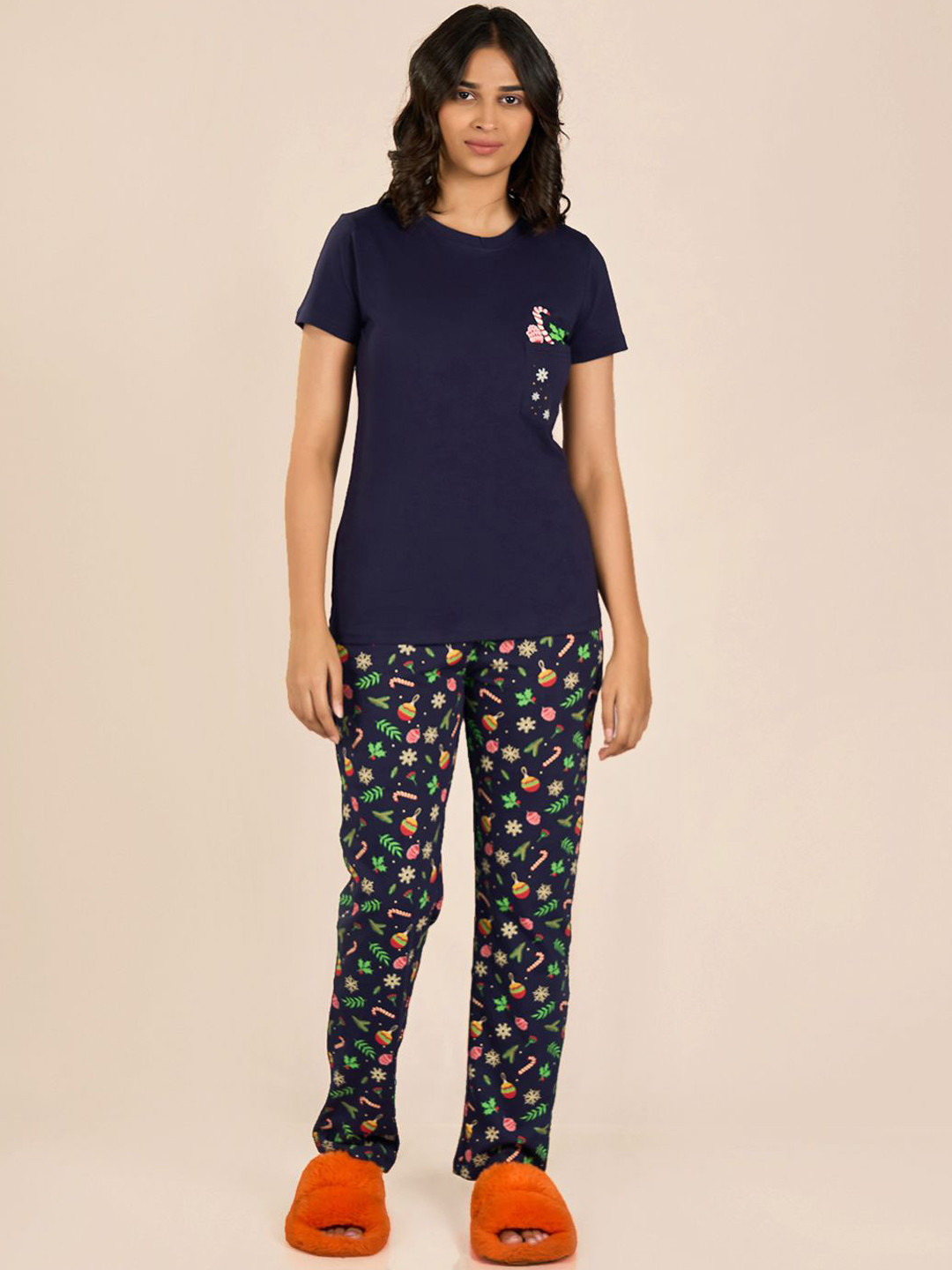

MAYSIXTY Women Cotton Night suit, Navy blue
