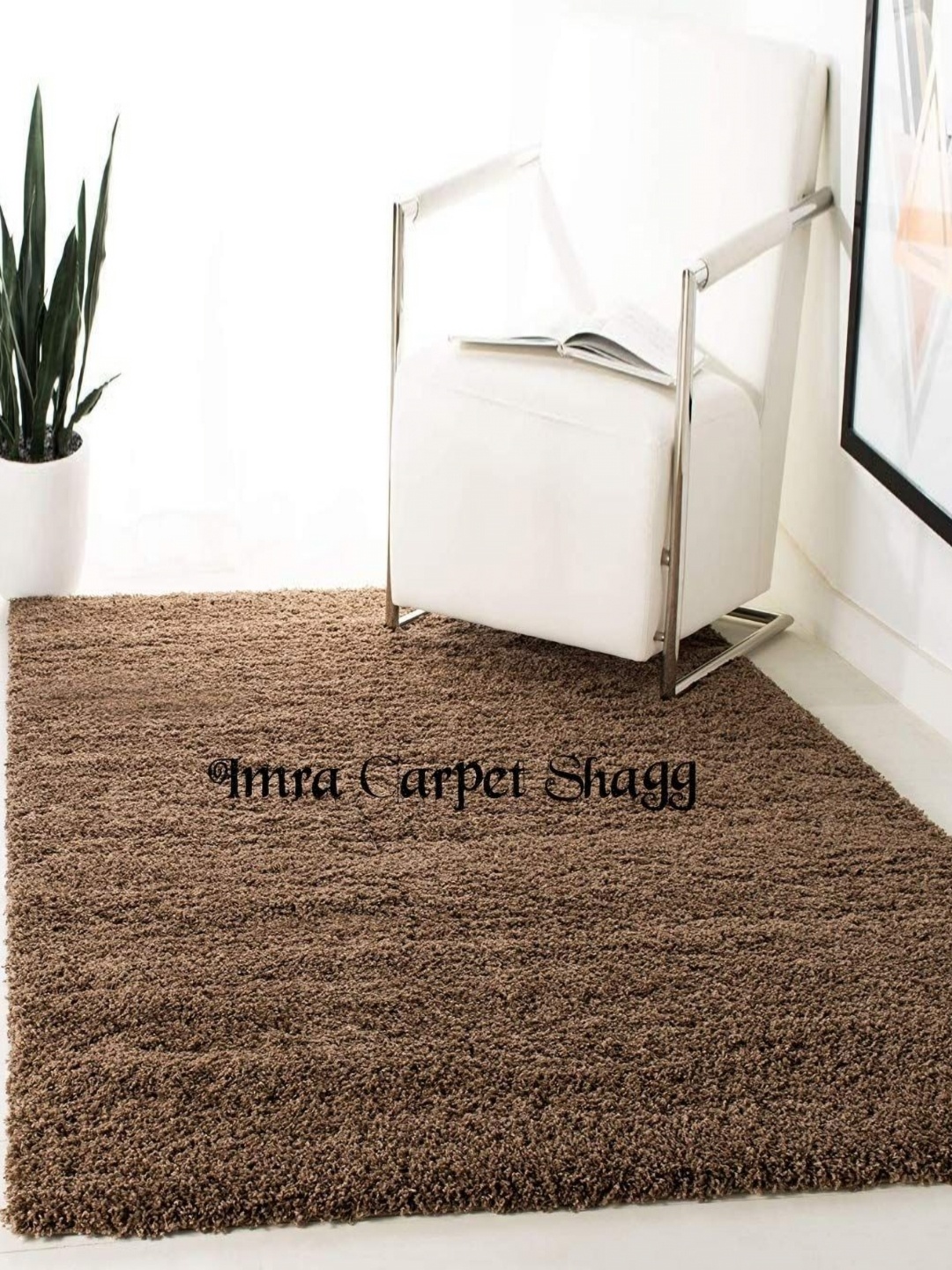 

IMRA CARPET Brown Woollen Rectangular Shaggy Carpet