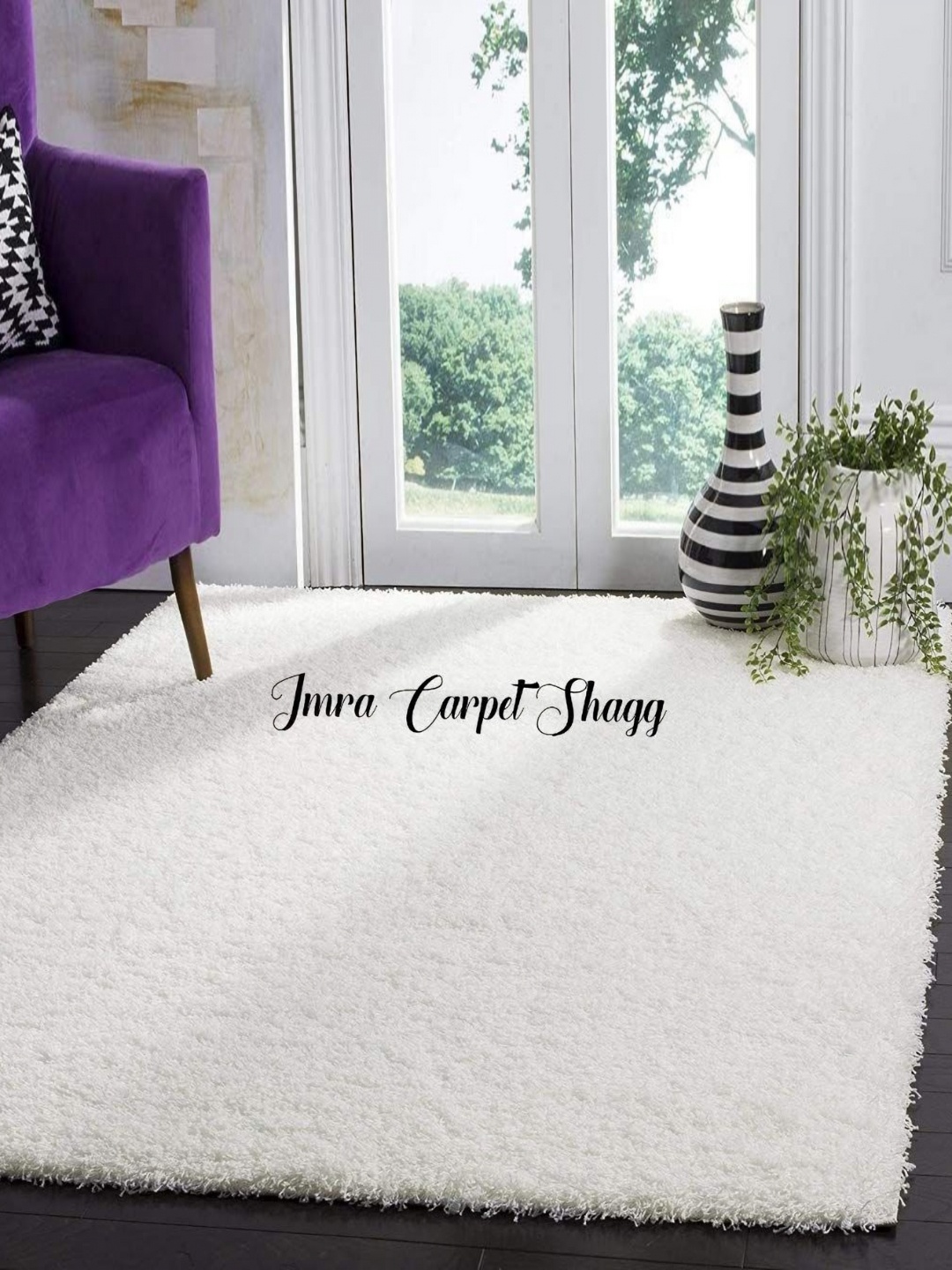 

IMRA CARPET White Hand-Tufted Shaggy Carpet