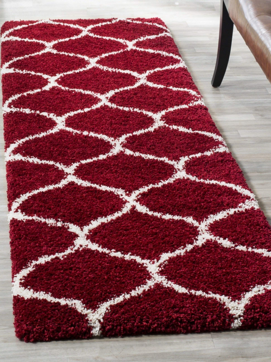 

IMRA CARPET Red & White Geometric Printed Woollen Carpet