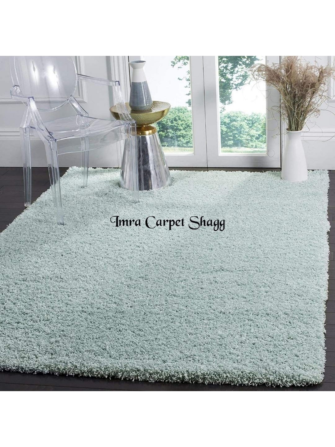 

IMRA CARPET Turquoise Blue Hand-Tufted Shaggy Carpet