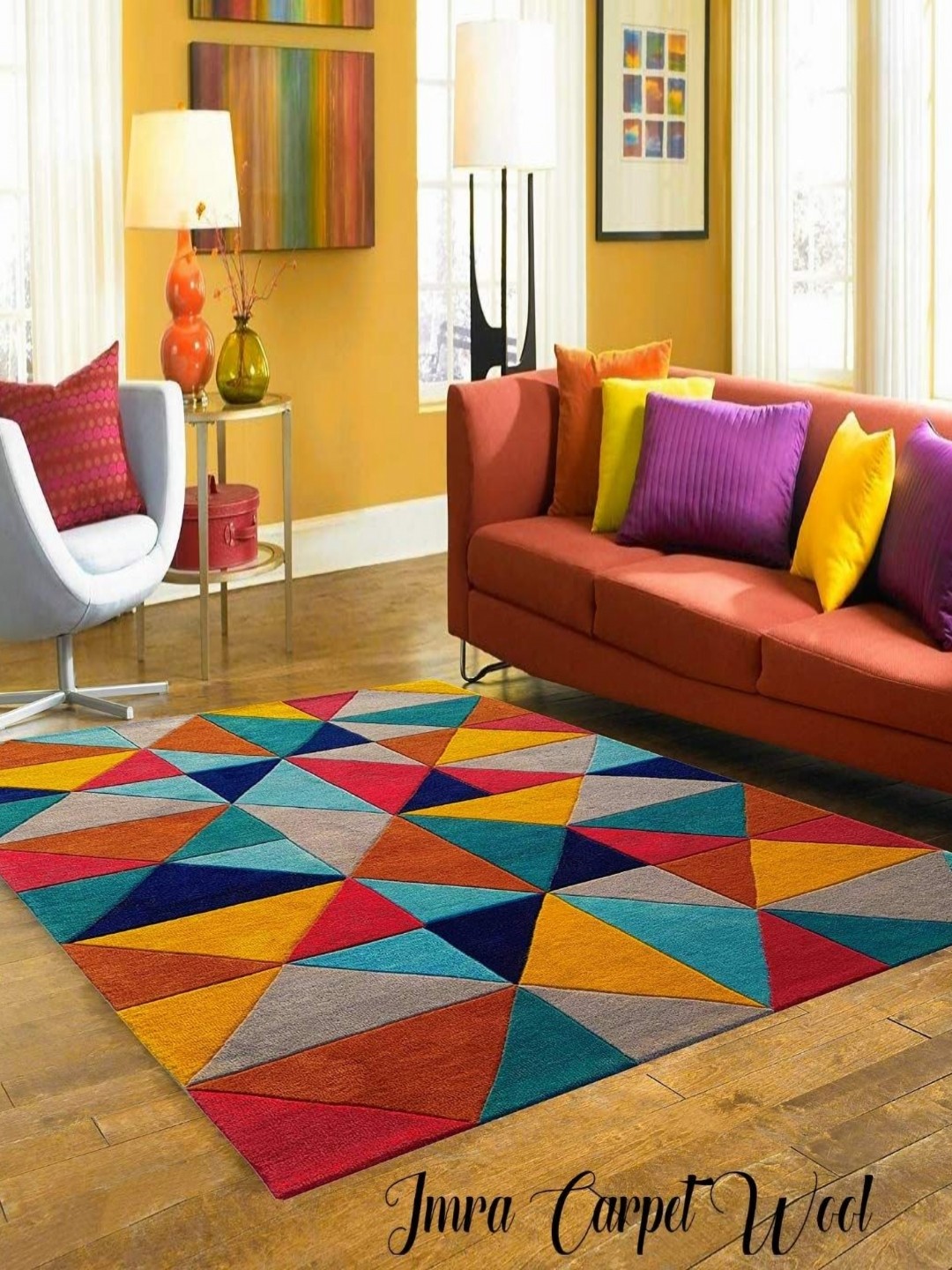 

IMRA CARPET Red & Blue Printed Shaggy Carpet