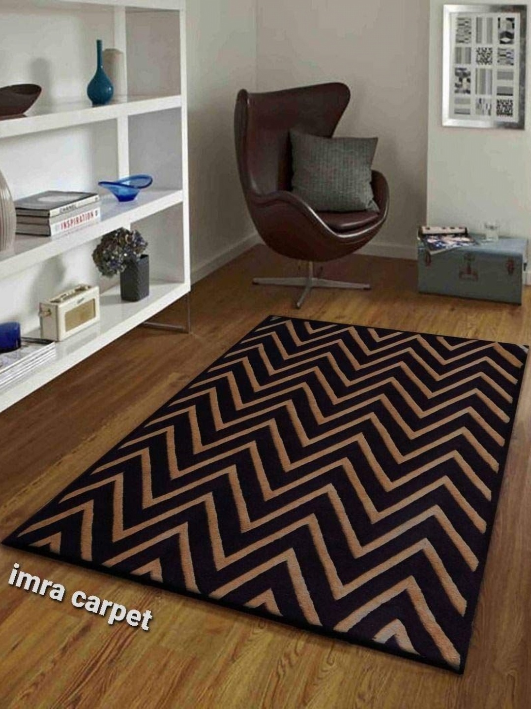 

IMRA CARPET Black & Bronze Toned Geometric Rectangular Carpet