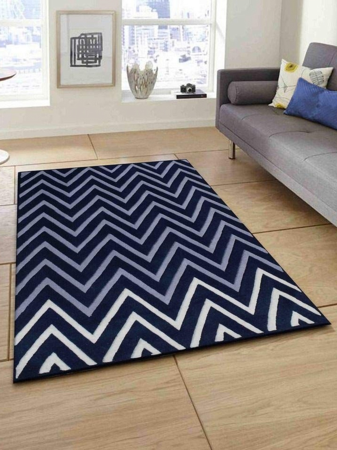 

IMRA CARPET Black & Grey Geometric Rectangular Carpet