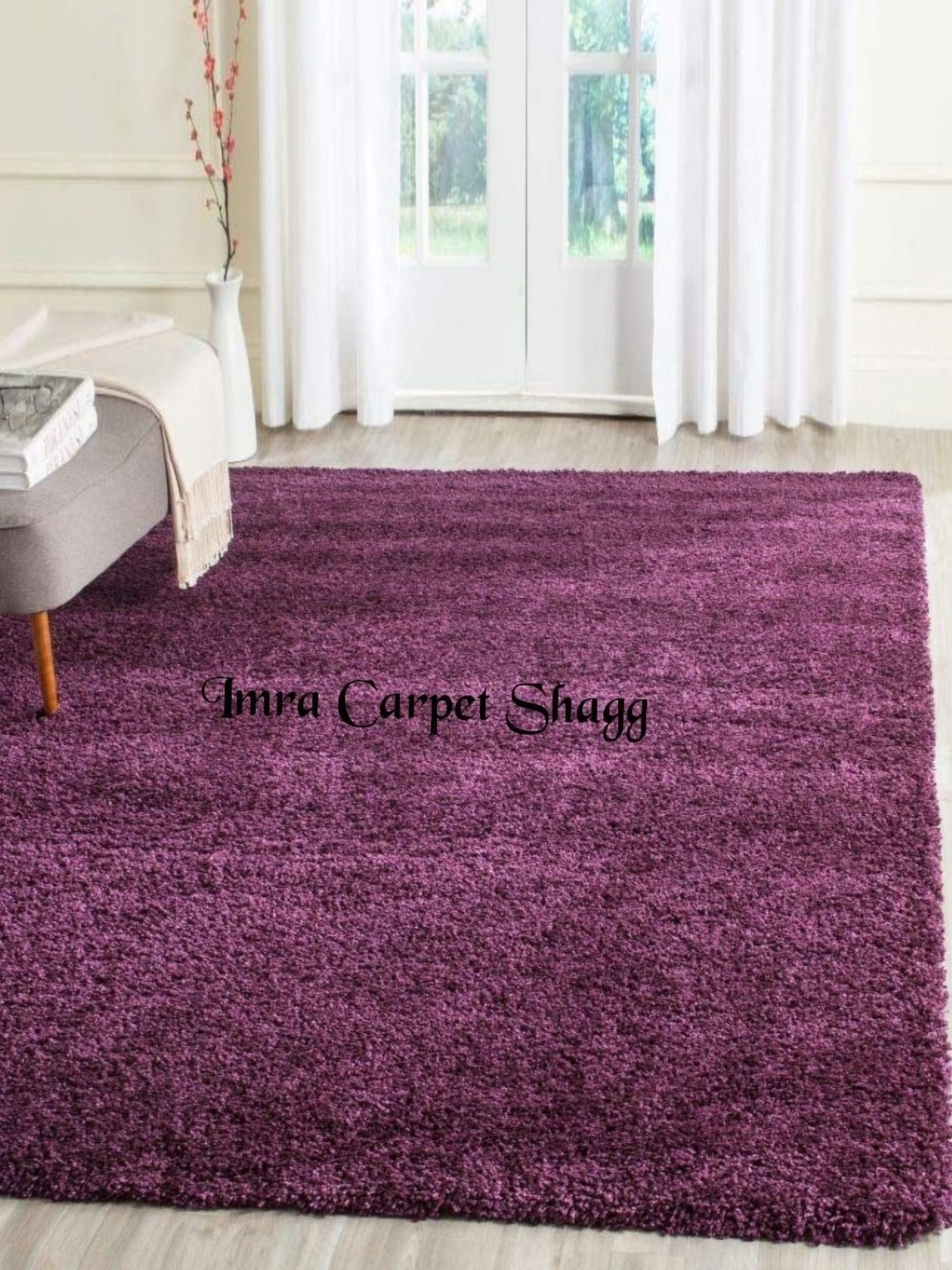 

IMRA CARPET Purple Woollen Shaggy Carpet